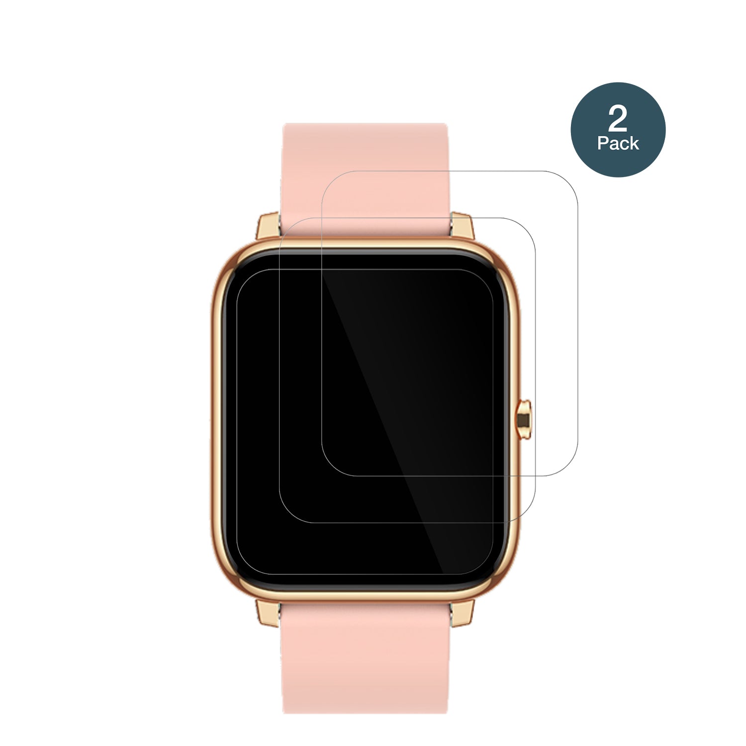 KalincoCS201C Smartwatch mit aufgebrachter dipos Flex Schutzfolie, glasklare Darstellung ohne Einschränkungen