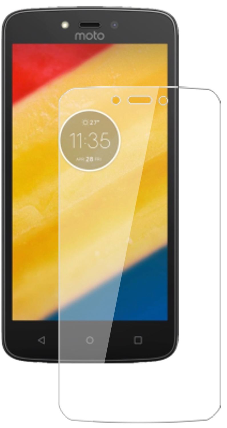 LenovoMoto C mit aufgebrachter dipos Flex Schutzfolie, glasklare Darstellung ohne Einschränkungen