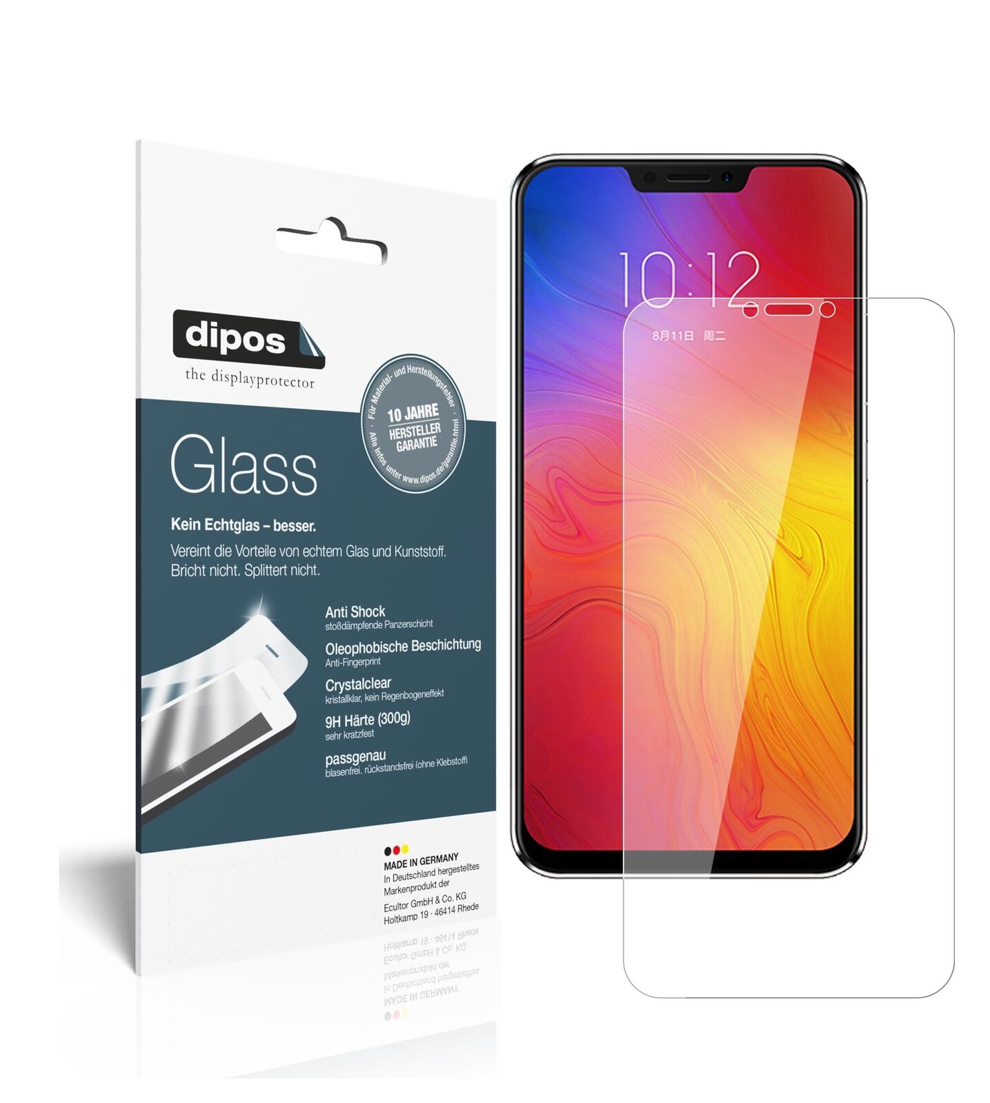LenovoZ5 mit aufgebrachter dipos Flex Schutzfolie, glasklare Darstellung ohne Einschränkungen