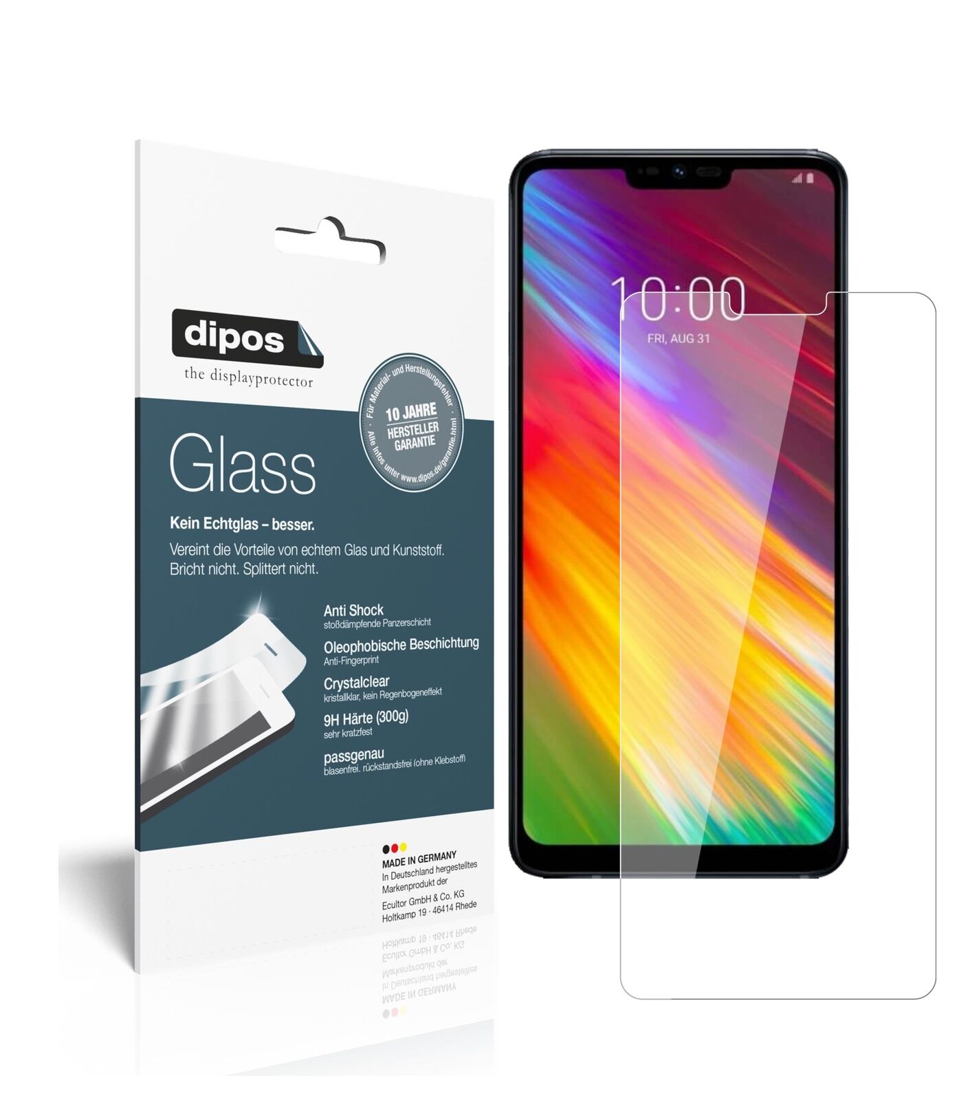 LGG7 Fit mit aufgebrachter dipos Flex Schutzfolie, glasklare Darstellung ohne Einschränkungen