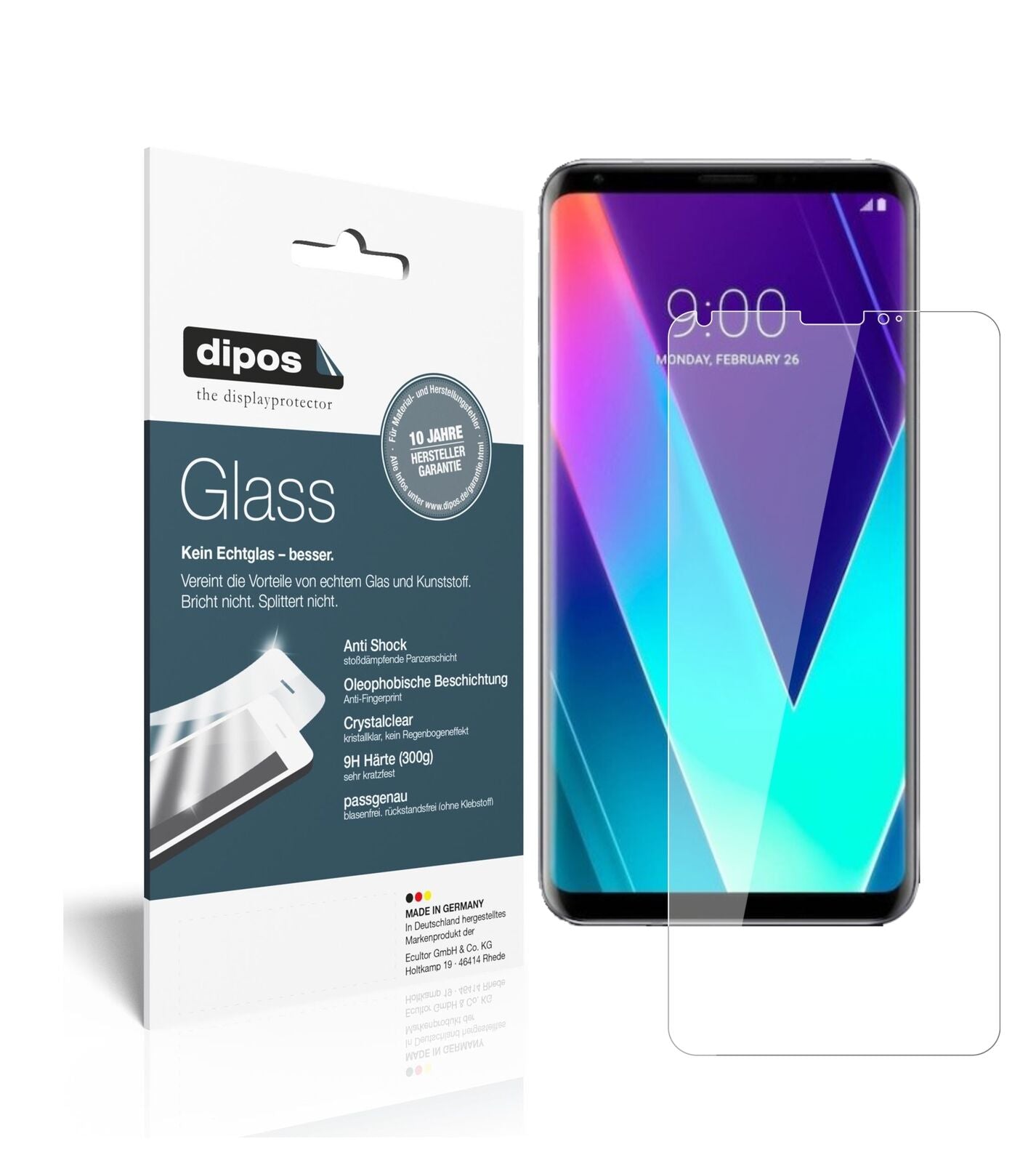 LGV30S+ ThinQ mit aufgebrachter dipos Flex Schutzfolie, glasklare Darstellung ohne Einschränkungen