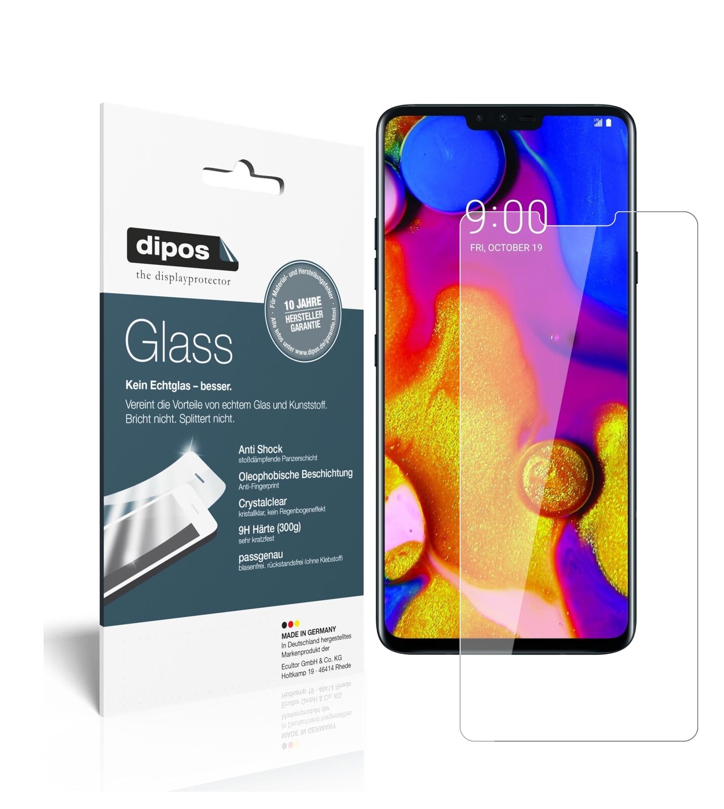 LGV40 ThinQ mit aufgebrachter dipos Flex Schutzfolie, glasklare Darstellung ohne Einschränkungen