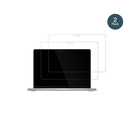 MacBookPro M4 14 Zoll 2024 mit aufgebrachter dipos Flex Schutzfolie, glasklare Darstellung ohne Einschränkungen