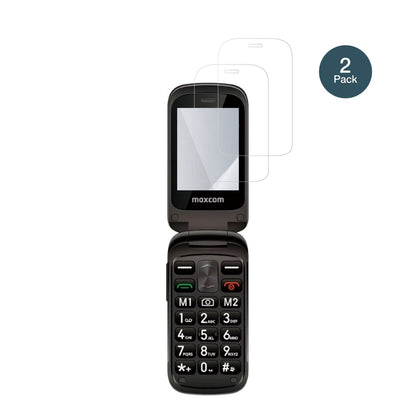 MaxComComfort MM834 4G mit aufgebrachter dipos Flex Schutzfolie, glasklare Darstellung ohne Einschränkungen