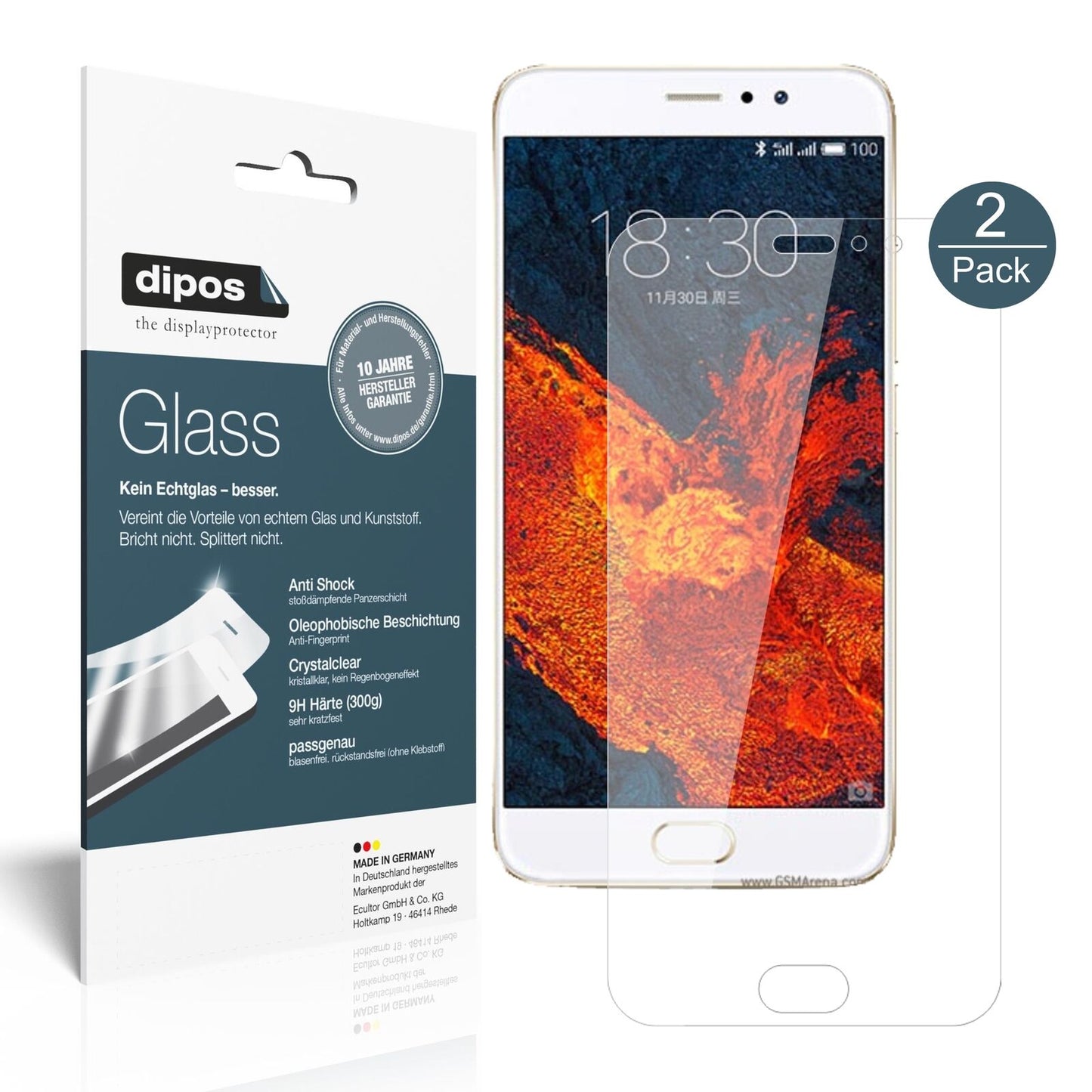 MeizuPro 6 Plus mit aufgebrachter dipos Flex Schutzfolie, glasklare Darstellung ohne Einschränkungen