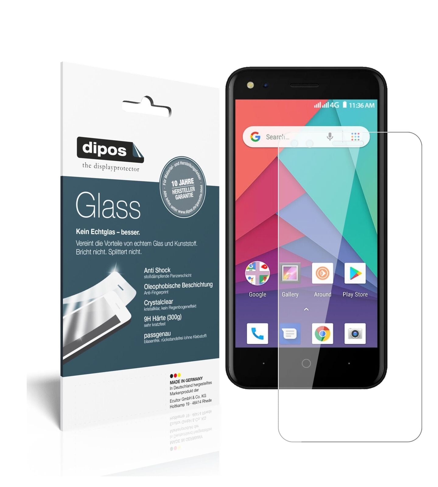 MicromaxBharat Go mit aufgebrachter dipos Flex Schutzfolie, glasklare Darstellung ohne Einschränkungen