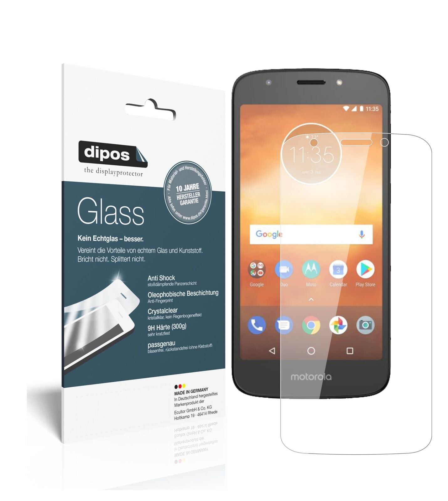 MotorolaMoto E5 Play MSM8917 mit aufgebrachter dipos Flex Schutzfolie, glasklare Darstellung ohne Einschränkungen