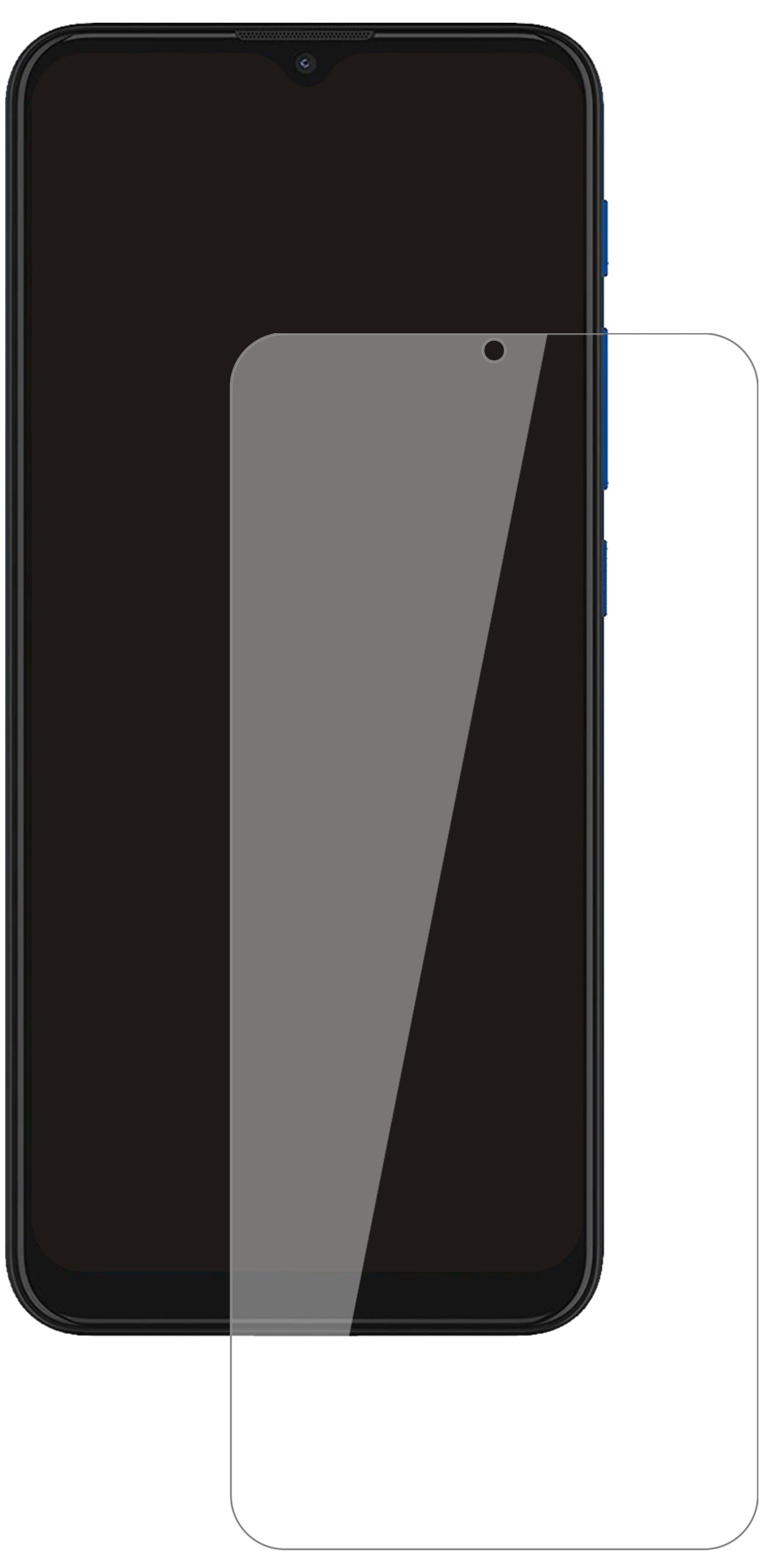 MotorolaMoto E7 Plus mit aufgebrachter dipos Flex Schutzfolie, glasklare Darstellung ohne Einschränkungen