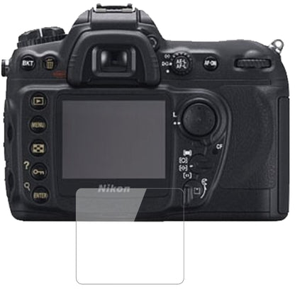 NikonD200 mit aufgebrachter dipos Flex Schutzfolie, glasklare Darstellung ohne Einschränkungen