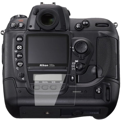 NikonD2X mit aufgebrachter dipos Flex Schutzfolie, glasklare Darstellung ohne Einschränkungen