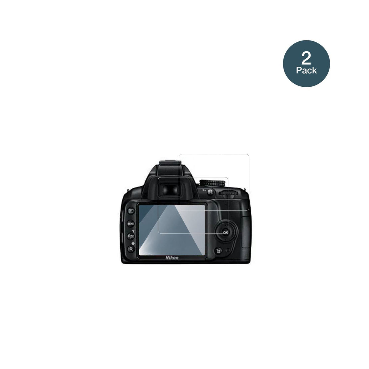 NikonD3000 mit aufgebrachter dipos Flex Schutzfolie, glasklare Darstellung ohne Einschränkungen