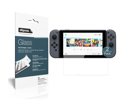 NintendoSwitch mit aufgebrachter dipos Flex Schutzfolie, glasklare Darstellung ohne Einschränkungen