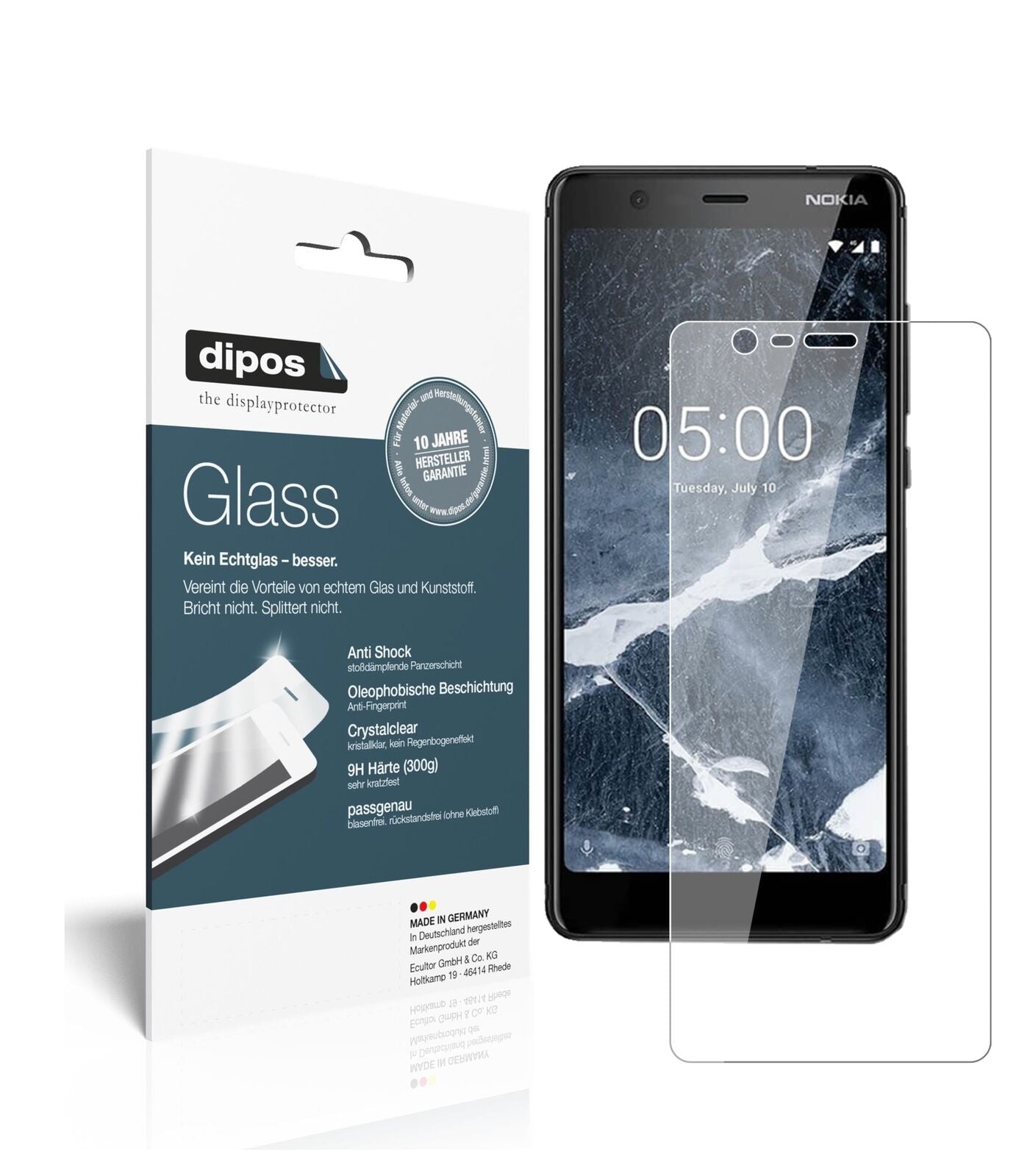 Nokia46027 mit aufgebrachter dipos Flex Schutzfolie, glasklare Darstellung ohne Einschränkungen