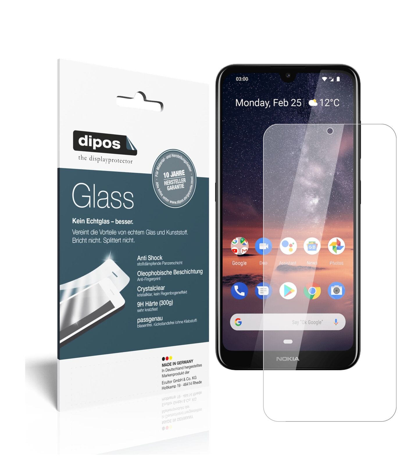 Nokia46056 mit aufgebrachter dipos Flex Schutzfolie, glasklare Darstellung ohne Einschränkungen