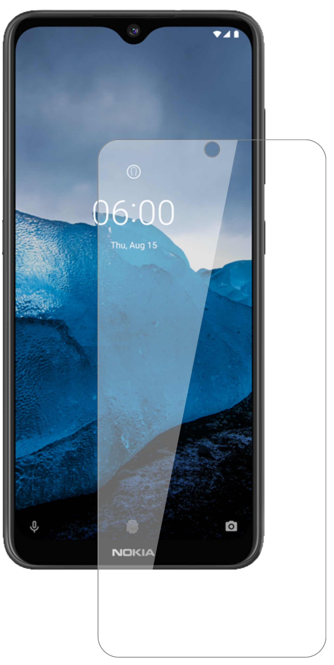 Nokia46059 mit aufgebrachter dipos Flex Schutzfolie, glasklare Darstellung ohne Einschränkungen