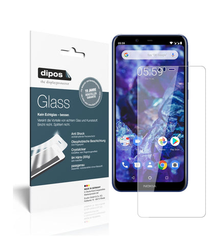Nokia5.1 Plus mit aufgebrachter dipos Flex Schutzfolie, glasklare Darstellung ohne Einschränkungen