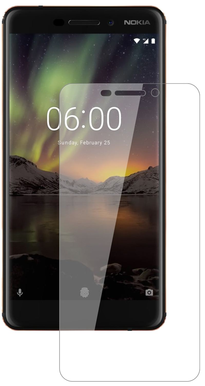 Nokia6 (2018) mit aufgebrachter dipos Flex Schutzfolie, glasklare Darstellung ohne Einschränkungen