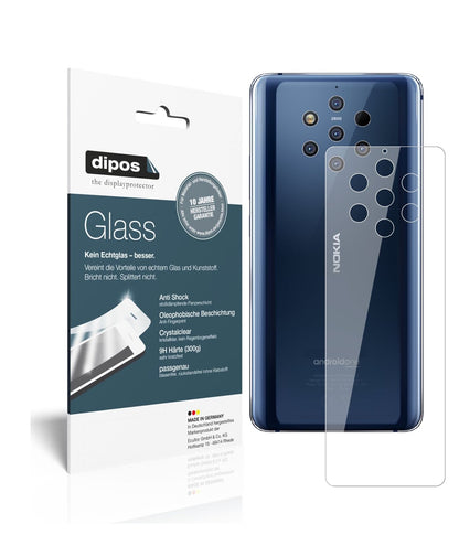 Nokia9 PureView Rückseite mit aufgebrachter dipos Flex Schutzfolie, glasklare Darstellung ohne Einschränkungen