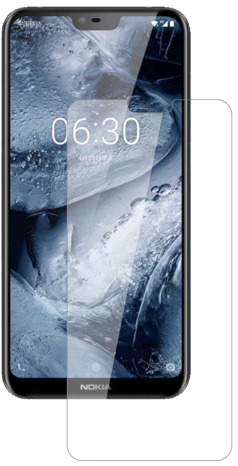 NokiaX6 2018 TA1099 mit aufgebrachter dipos Flex Schutzfolie, glasklare Darstellung ohne Einschränkungen