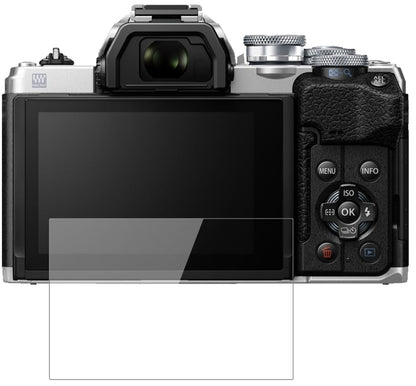 OlympusOM-D E-M10 Mark IV mit aufgebrachter dipos Flex Schutzfolie, glasklare Darstellung ohne Einschränkungen