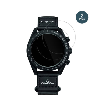 Omega x SwatchSpeedmaster Moonswatch mit aufgebrachter dipos Flex Schutzfolie, glasklare Darstellung ohne Einschränkungen