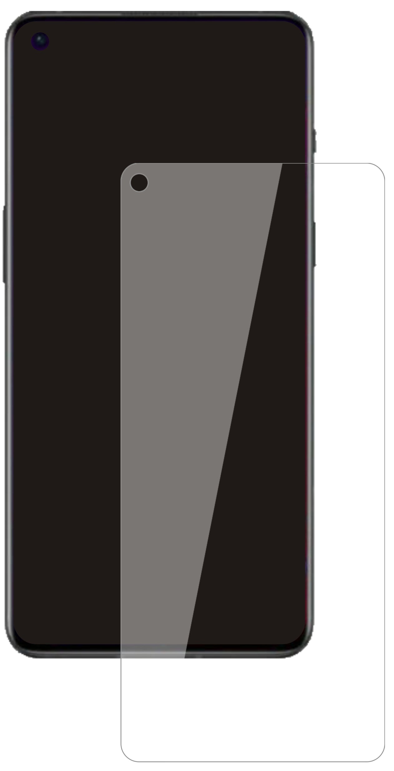 OnePlus9RT mit aufgebrachter dipos Flex Schutzfolie, glasklare Darstellung ohne Einschränkungen