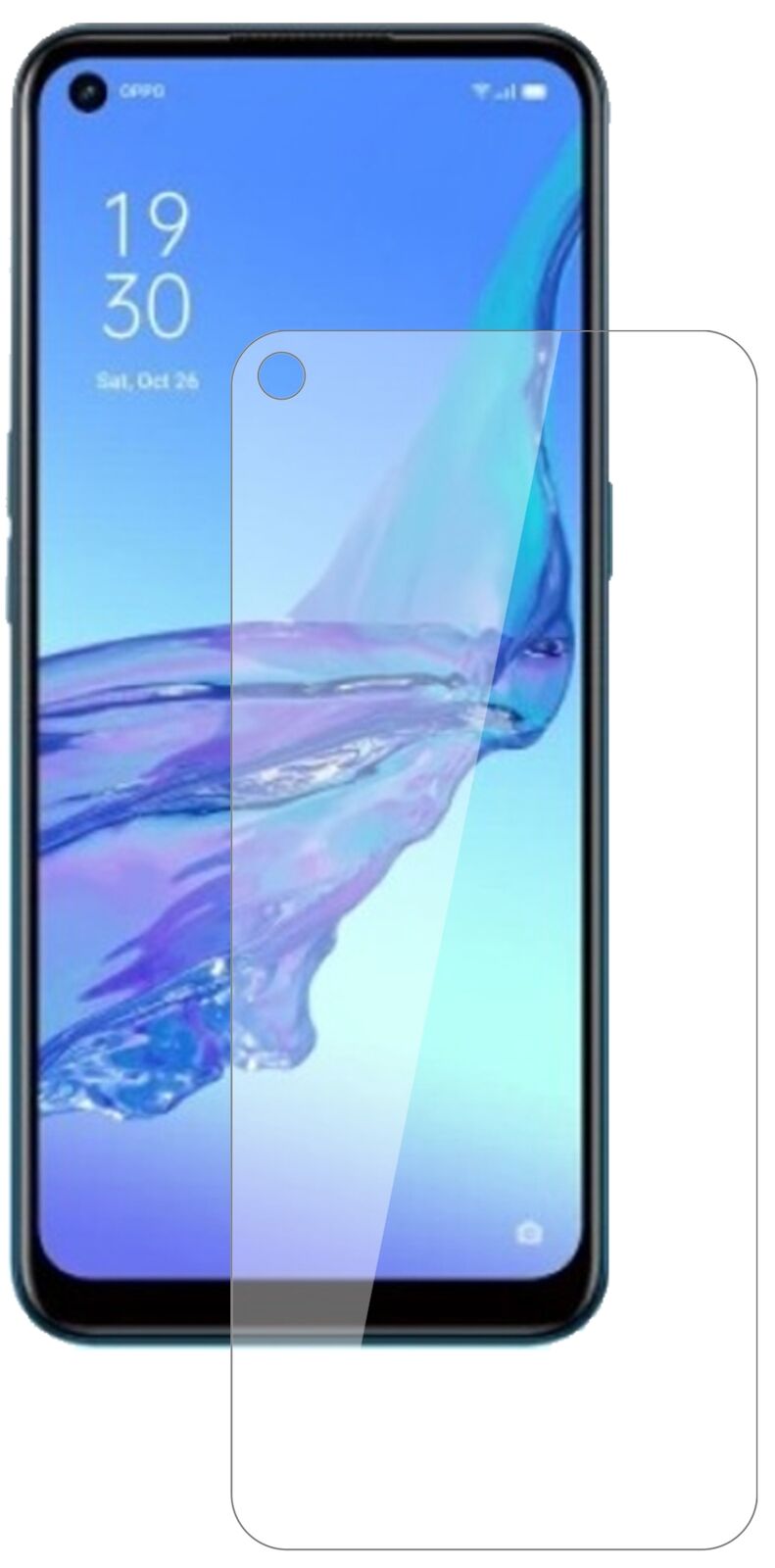 OppoA53 (2020) mit aufgebrachter dipos Flex Schutzfolie, glasklare Darstellung ohne Einschränkungen