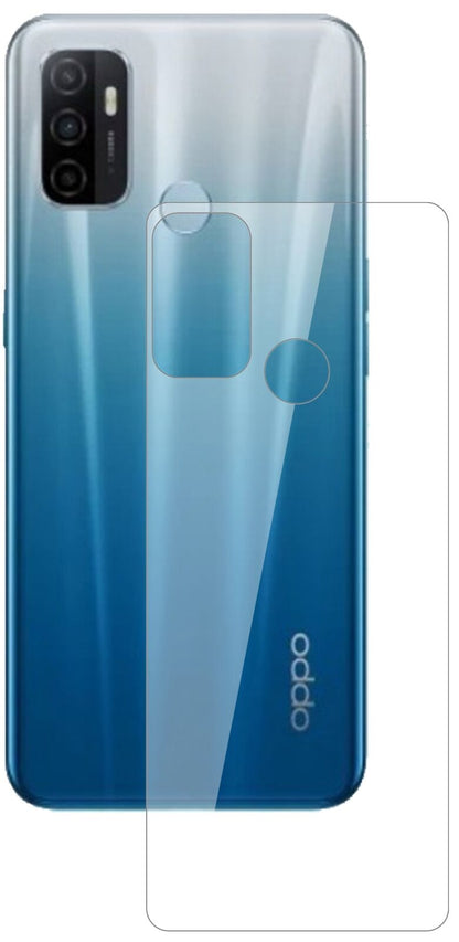 OppoA53 (2020) Rückseite mit aufgebrachter dipos Flex Schutzfolie, glasklare Darstellung ohne Einschränkungen