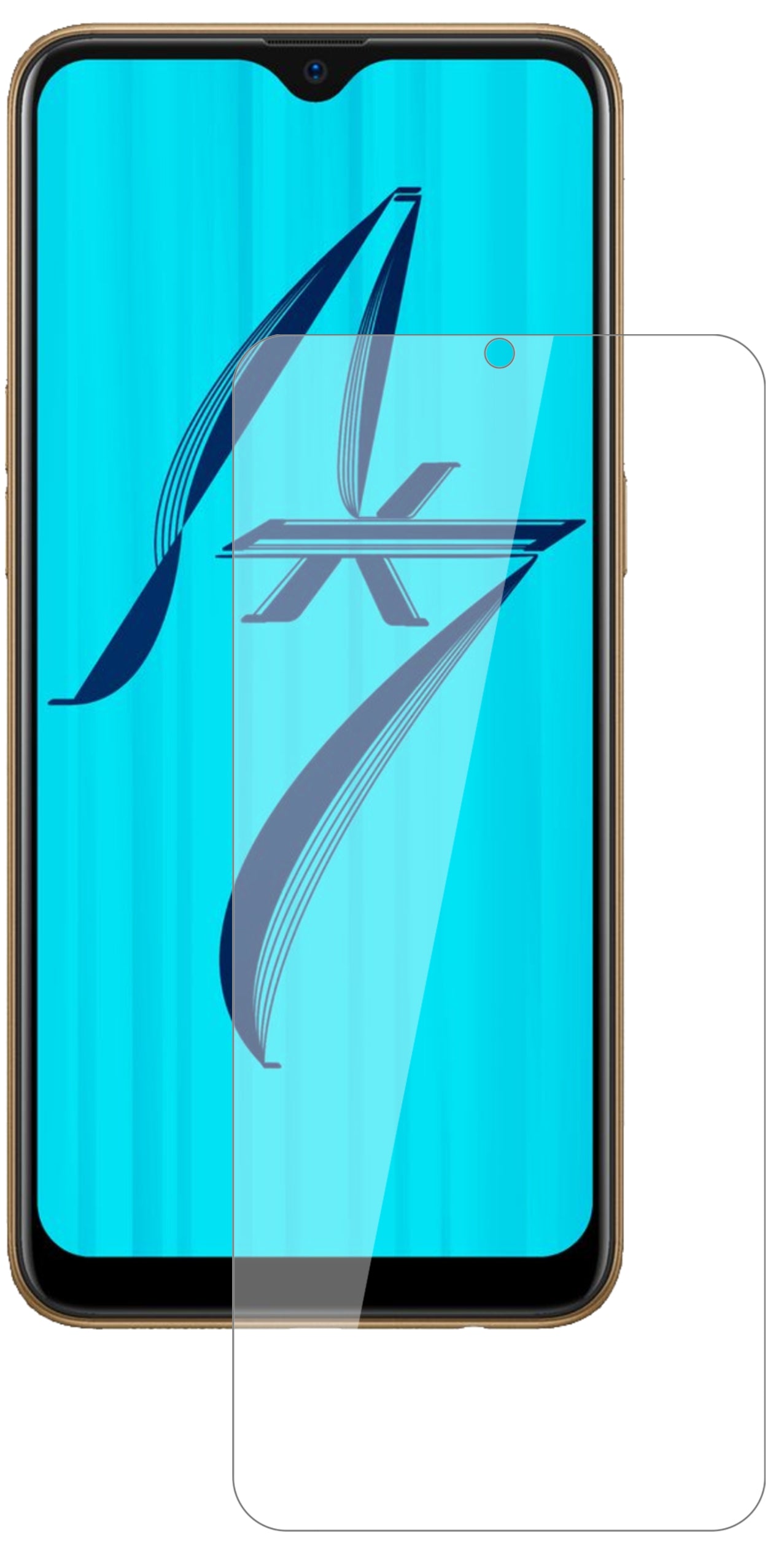 OppoAX7 Pro mit aufgebrachter dipos Flex Schutzfolie, glasklare Darstellung ohne Einschränkungen