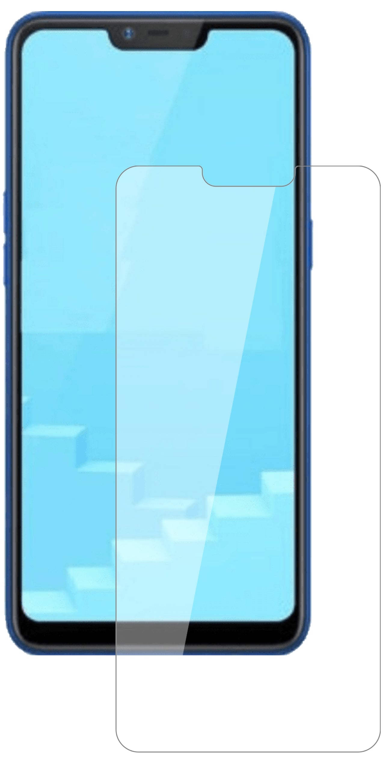 OppoRealme C1 (2019) mit aufgebrachter dipos Flex Schutzfolie, glasklare Darstellung ohne Einschränkungen