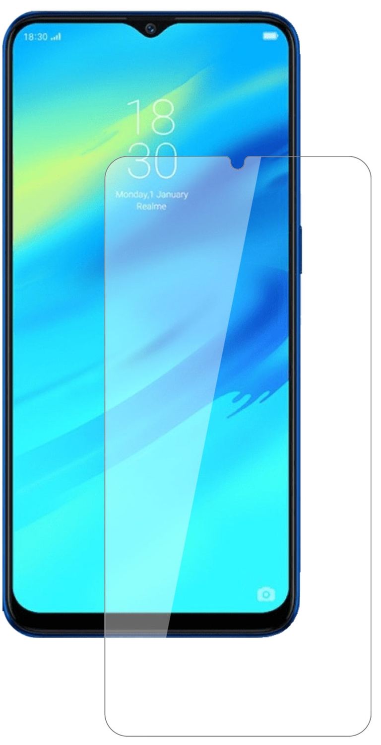 OppoRealme C2 mit aufgebrachter dipos Flex Schutzfolie, glasklare Darstellung ohne Einschränkungen