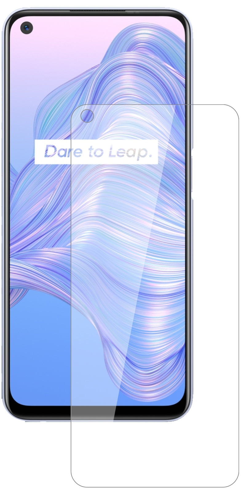 OppoRealme V5 5G mit aufgebrachter dipos Flex Schutzfolie, glasklare Darstellung ohne Einschränkungen
