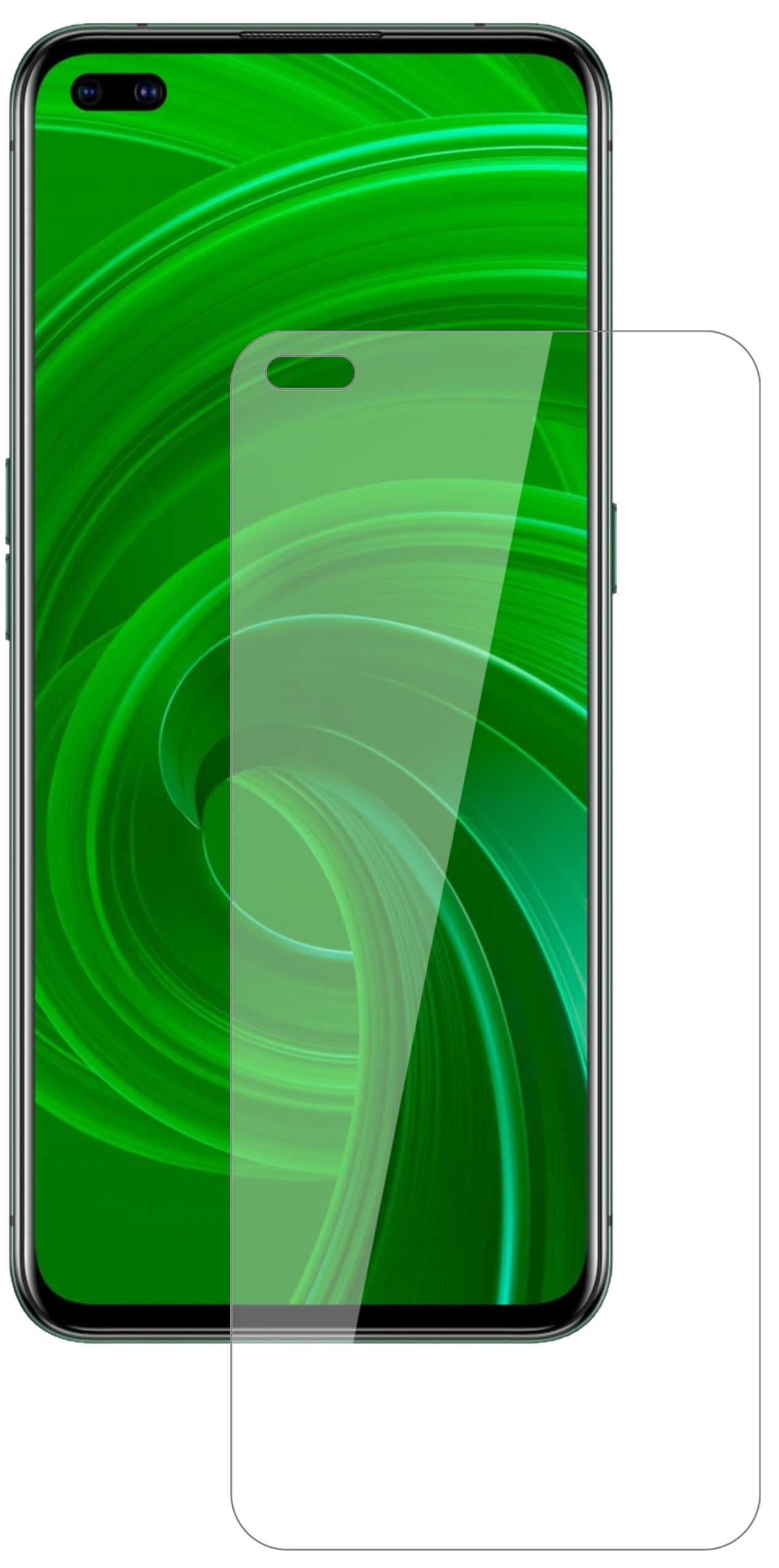 OppoRealme X50m 5G mit aufgebrachter dipos Flex Schutzfolie, glasklare Darstellung ohne Einschränkungen