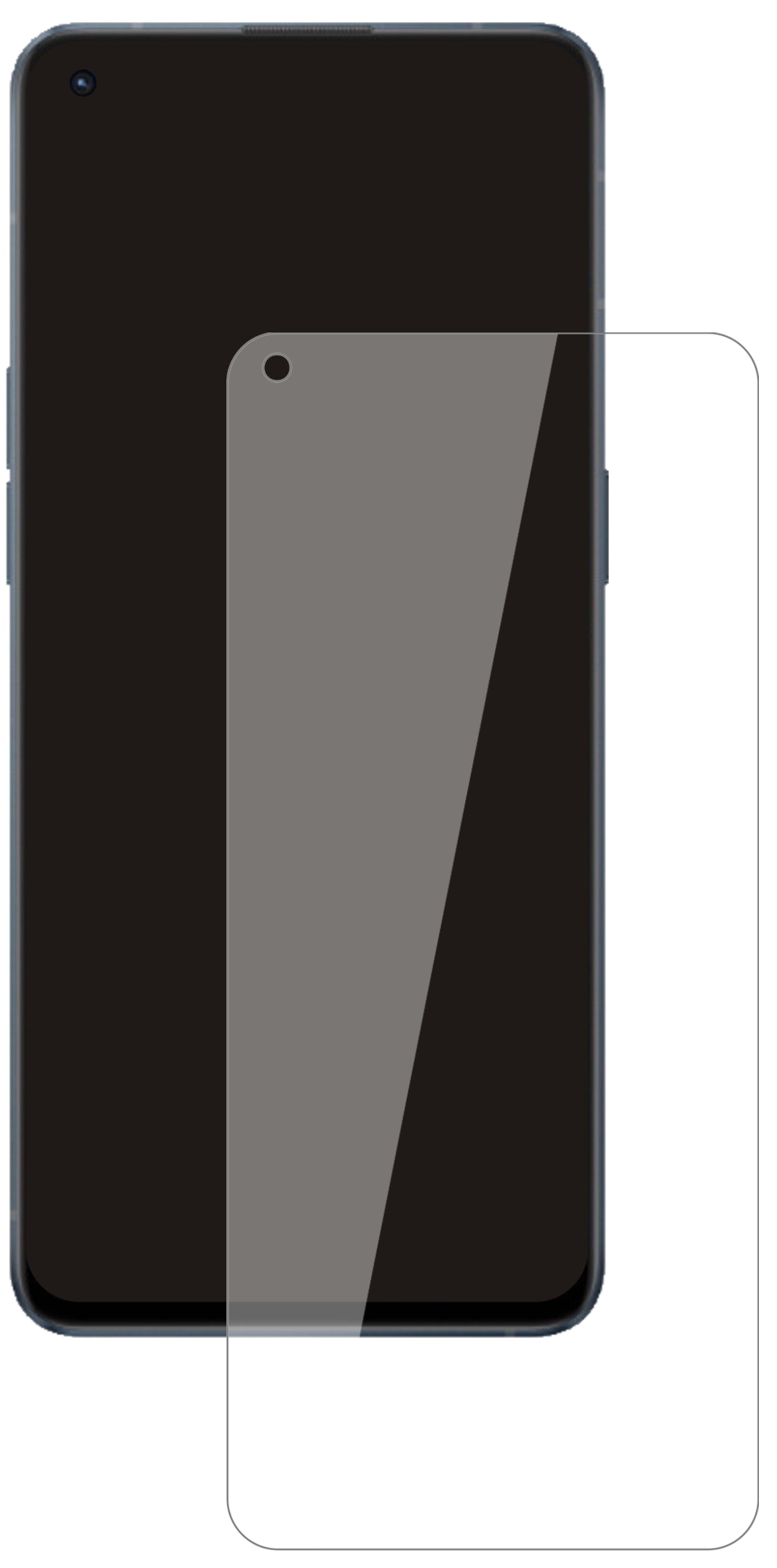 OppoReno6 mit aufgebrachter dipos Flex Schutzfolie, glasklare Darstellung ohne Einschränkungen