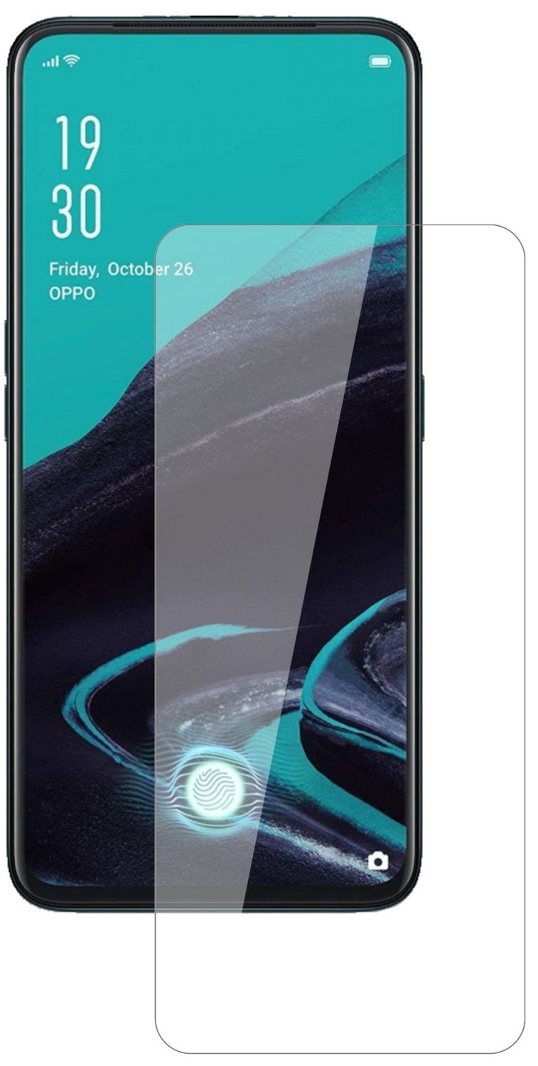 OppoReno2 Z mit aufgebrachter dipos Flex Schutzfolie, glasklare Darstellung ohne Einschränkungen
