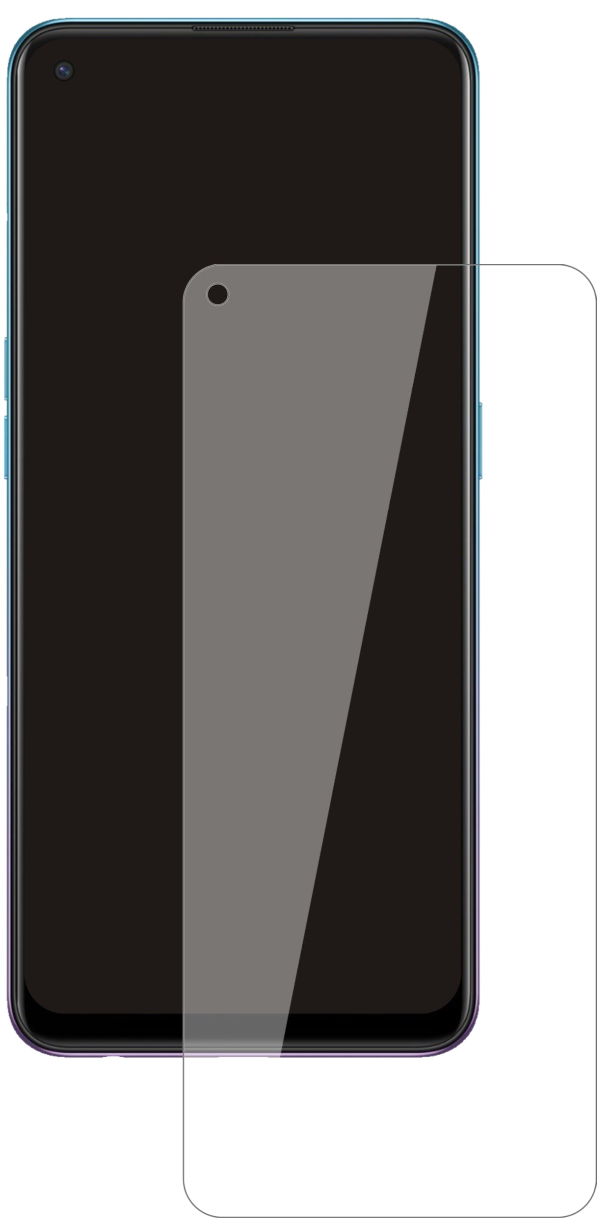 OppoReno5 5G mit aufgebrachter dipos Flex Schutzfolie, glasklare Darstellung ohne Einschränkungen