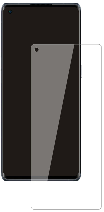 OppoReno5 Pro Plus mit aufgebrachter dipos Flex Schutzfolie, glasklare Darstellung ohne Einschränkungen