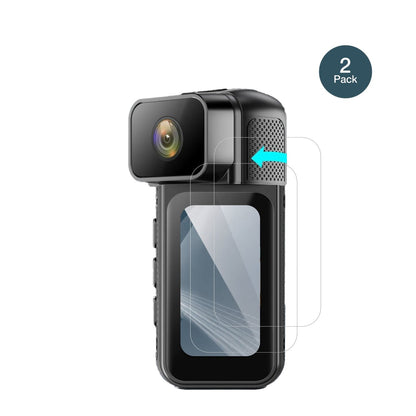 OuitbleMini Action Cam mit aufgebrachter dipos Flex Schutzfolie, glasklare Darstellung ohne Einschränkungen