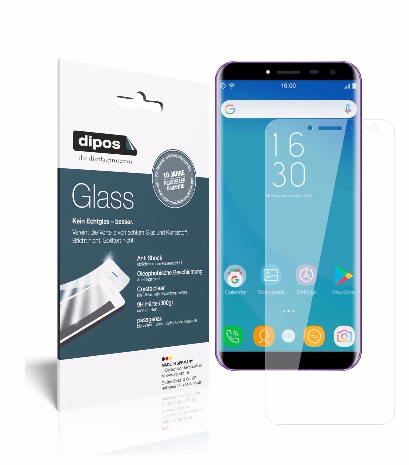 OukitelC8 mit aufgebrachter dipos Flex Schutzfolie, glasklare Darstellung ohne Einschränkungen