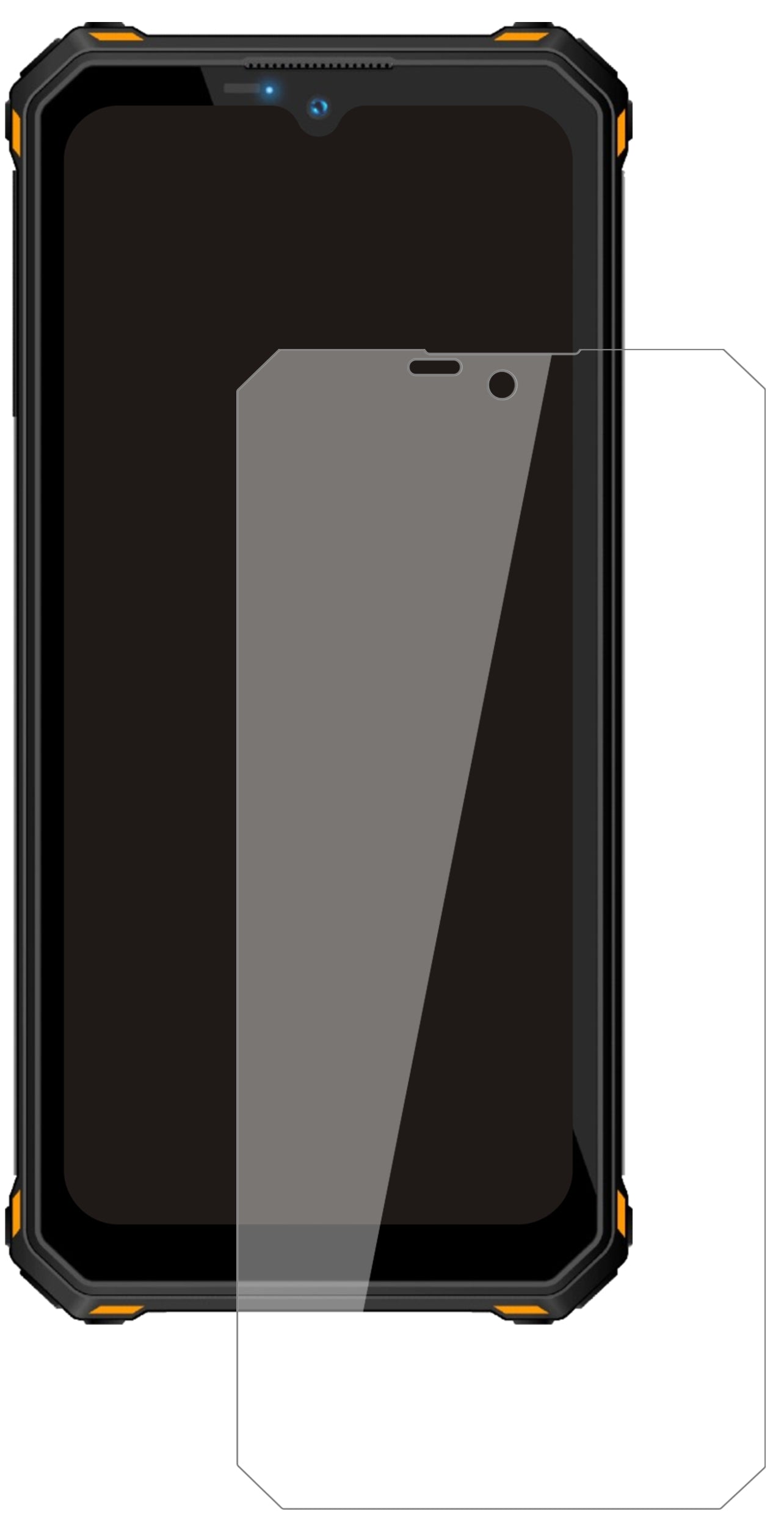 OukitelW15 mit aufgebrachter dipos Flex Schutzfolie, glasklare Darstellung ohne Einschränkungen