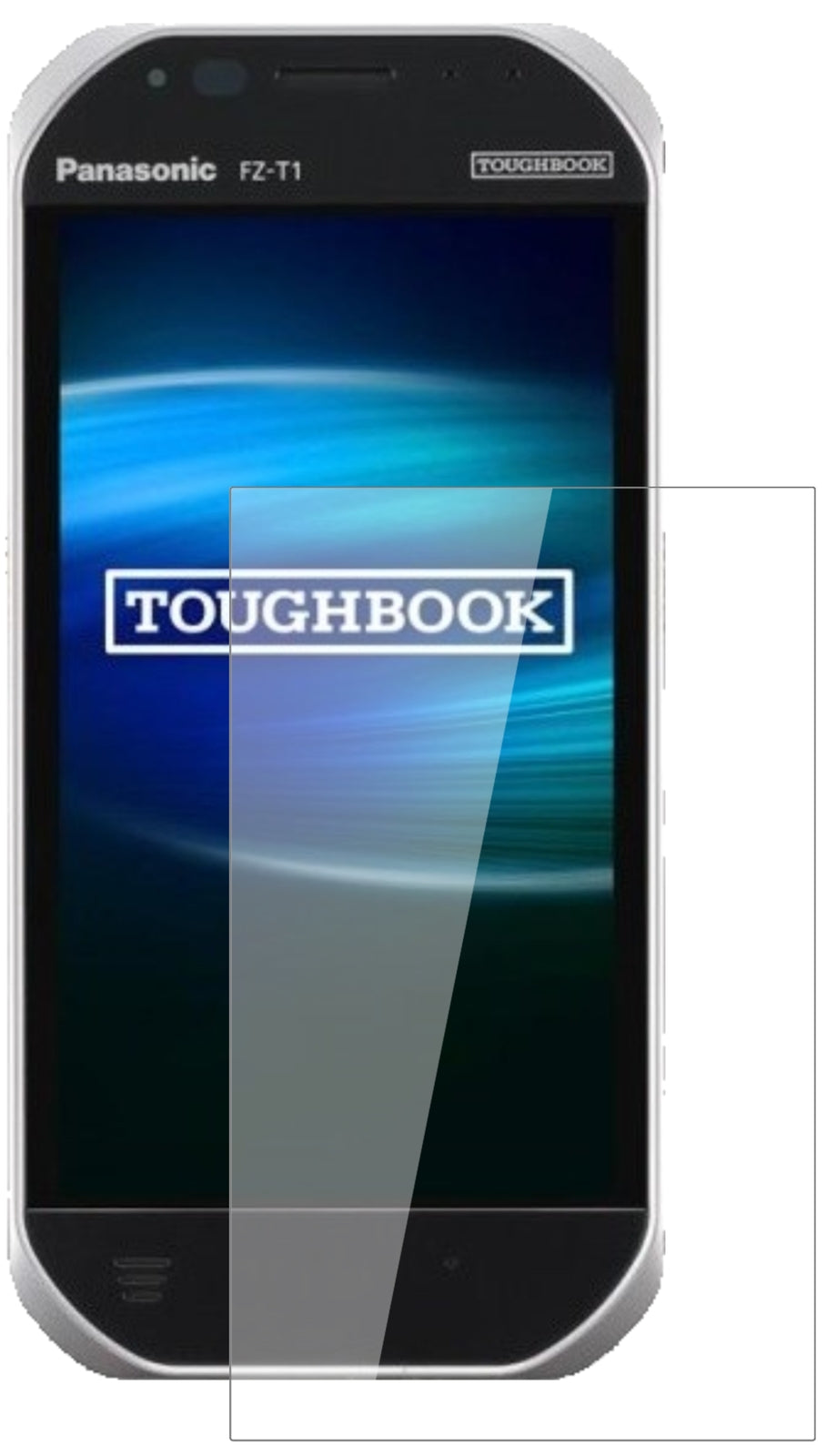 PanasonicToughbook FZ-T1 mit aufgebrachter dipos Flex Schutzfolie, glasklare Darstellung ohne Einschränkungen