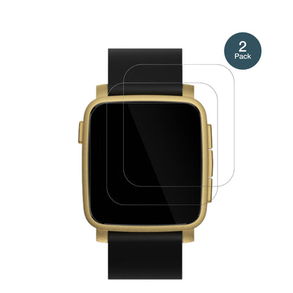 PebbleTime 2 mit aufgebrachter dipos Flex Schutzfolie, glasklare Darstellung ohne Einschränkungen