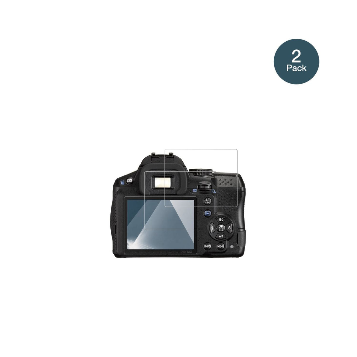 PentaxK-30 mit aufgebrachter dipos Flex Schutzfolie, glasklare Darstellung ohne Einschränkungen