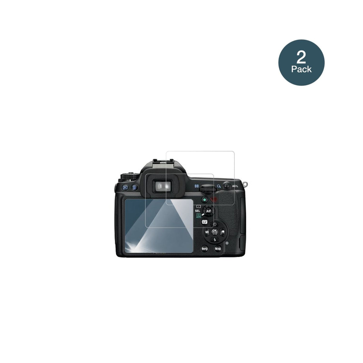 PentaxK7 mit aufgebrachter dipos Flex Schutzfolie, glasklare Darstellung ohne Einschränkungen