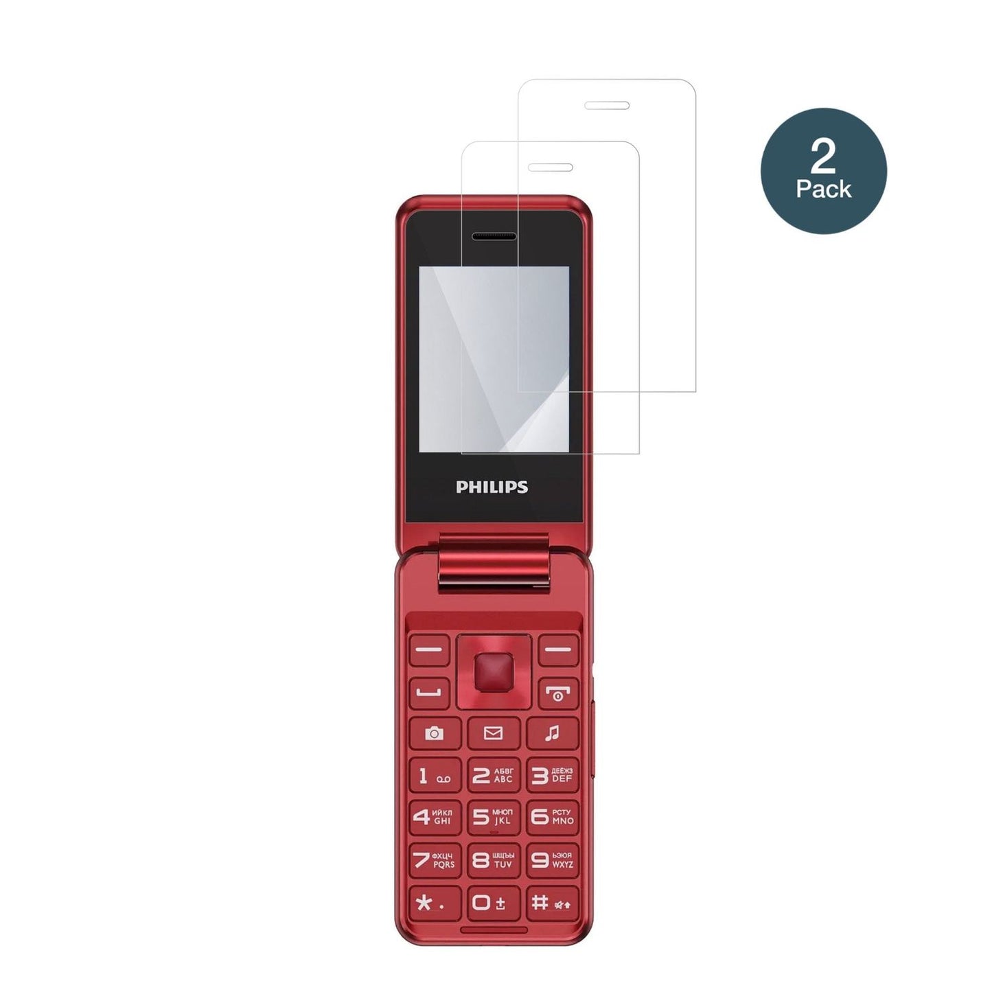 PhilipsXenium E2601 mit aufgebrachter dipos Flex Schutzfolie, glasklare Darstellung ohne Einschränkungen