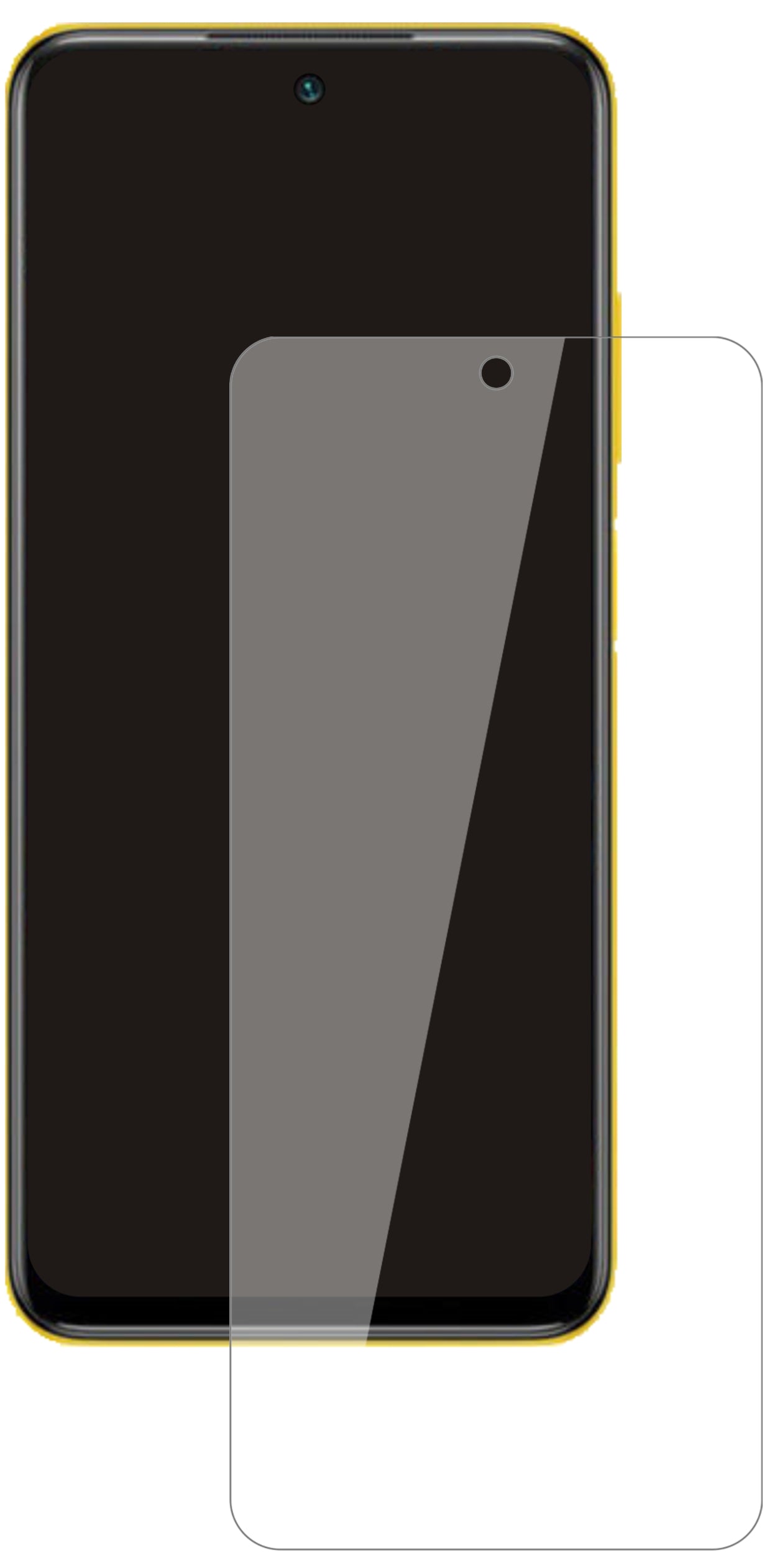 PocoM3 Pro mit aufgebrachter dipos Flex Schutzfolie, glasklare Darstellung ohne Einschränkungen