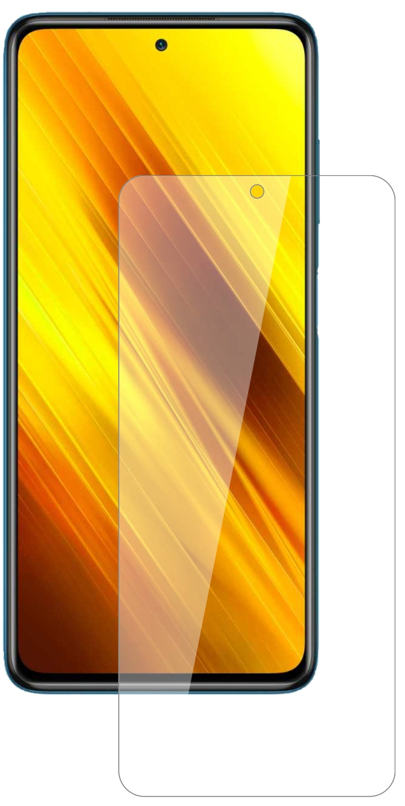 PocoX3 NFC mit aufgebrachter dipos Flex Schutzfolie, glasklare Darstellung ohne Einschränkungen