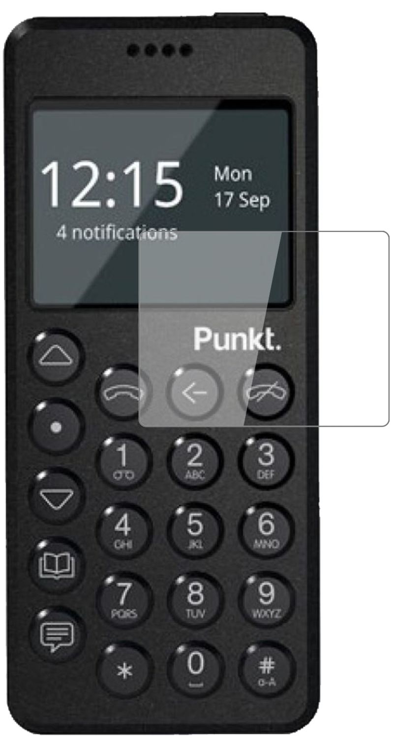 PunktMP02 mit aufgebrachter dipos Flex Schutzfolie, glasklare Darstellung ohne Einschränkungen