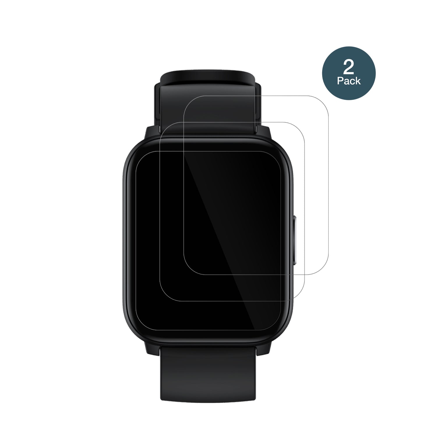 RealmeWatch S100 mit aufgebrachter dipos Flex Schutzfolie, glasklare Darstellung ohne Einschränkungen