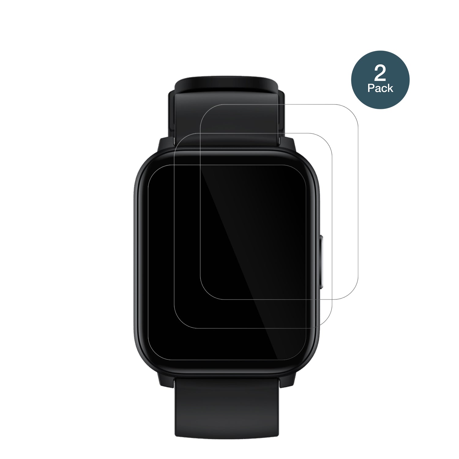 RealmeWatch S100 mit aufgebrachter dipos Flex Schutzfolie, glasklare Darstellung ohne Einschränkungen